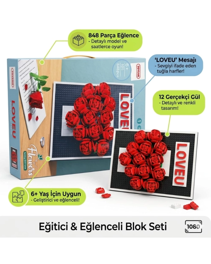 848 PCS BLOK KIRMIZI GÜL