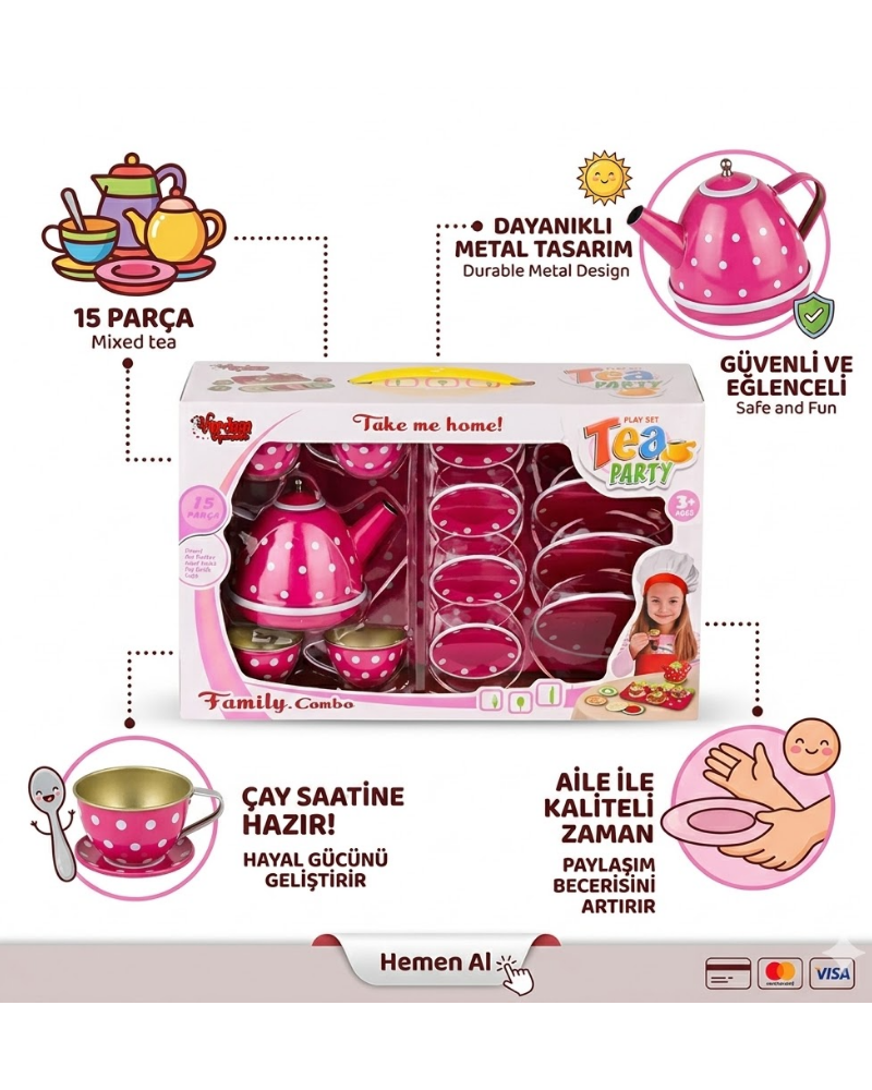 14 PCS RENKLİ METAL ÇAY SETİ
