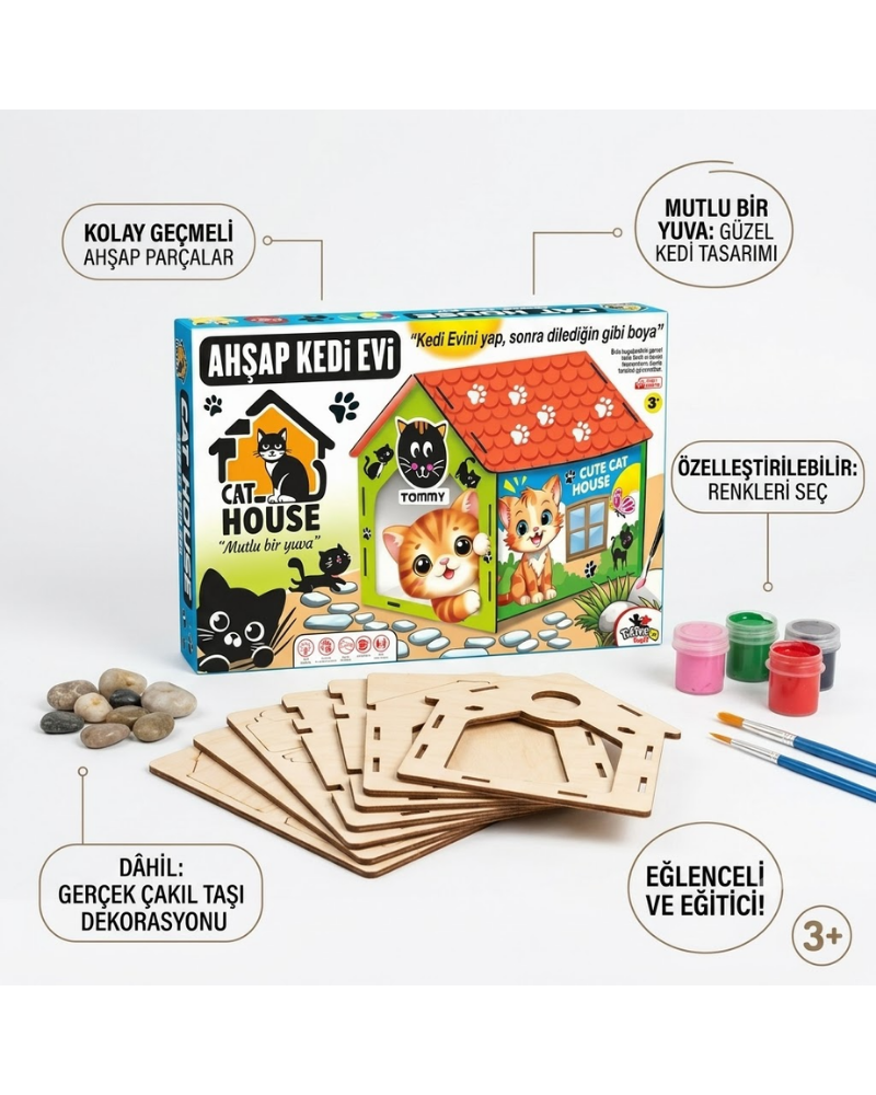 AHŞAP KEDİ EVİ BOYAMA