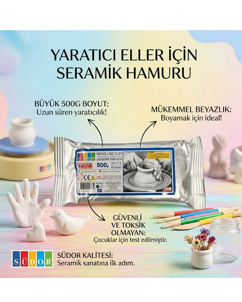 SÜDOR SERAMİK KİL 500GR BEYAZ