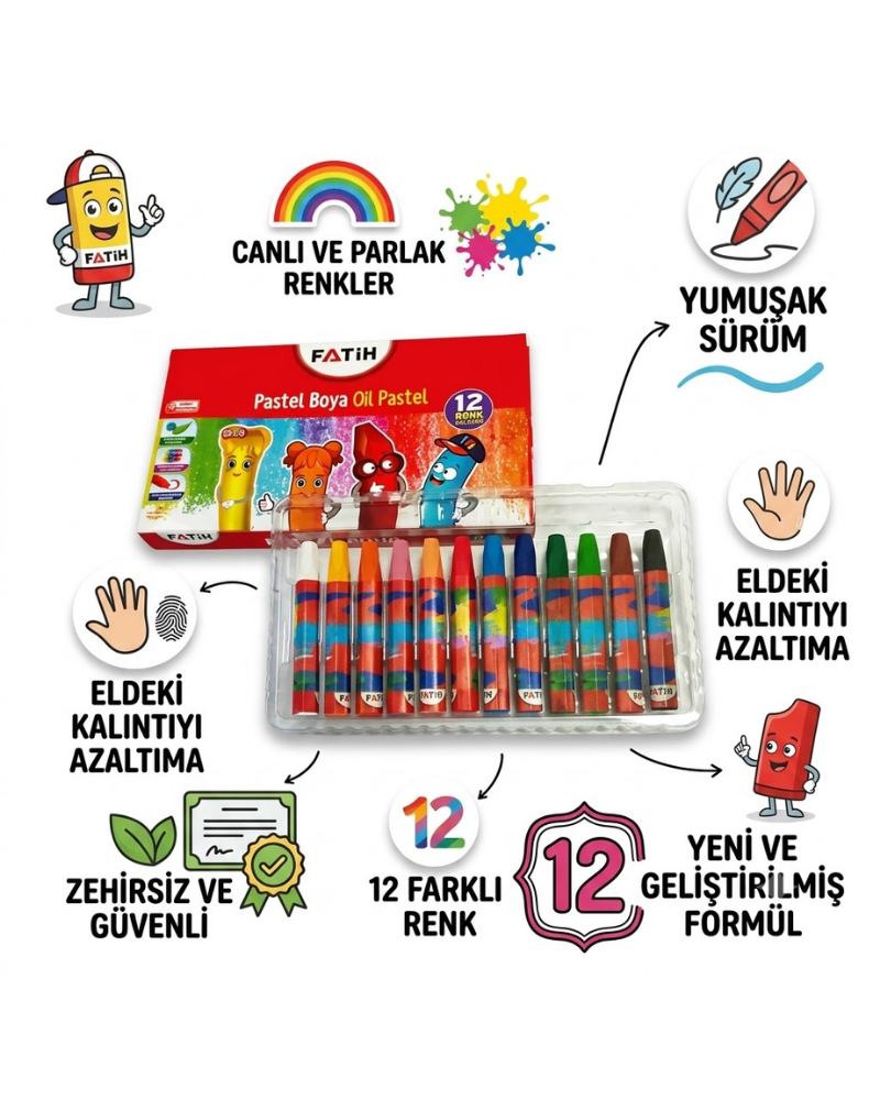 FATİH 12 RENK PASTEL BOYA