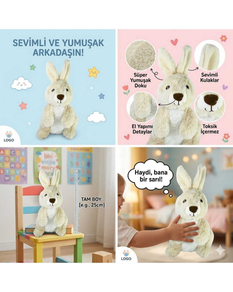 PELUŞ 23 CM OTURAN TAVŞAN