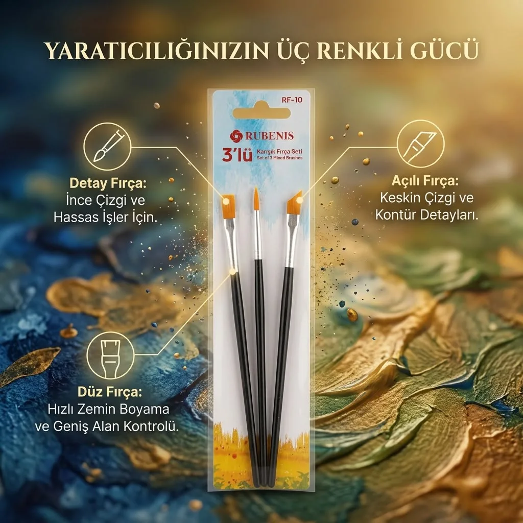 RUBENİS 3LÜ KARIŞIK SET FIRÇA