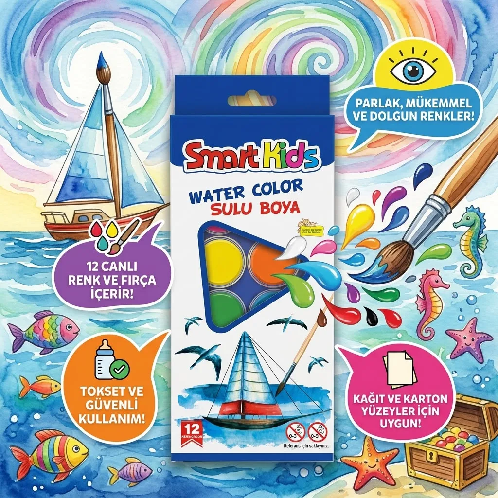 SMART KIDS 12Lİ SULU BOYA
