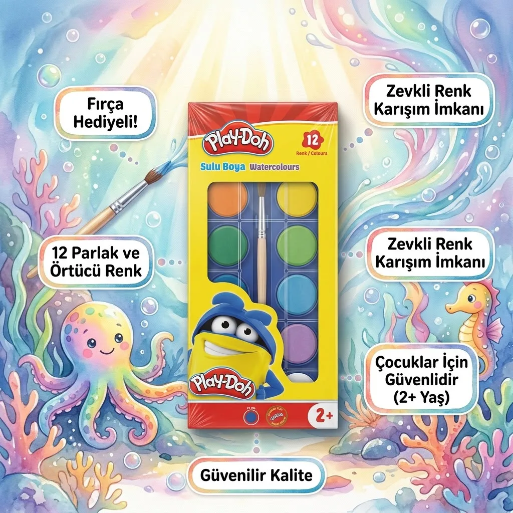 PLAY-DOH 12 RENK SULU BOYA