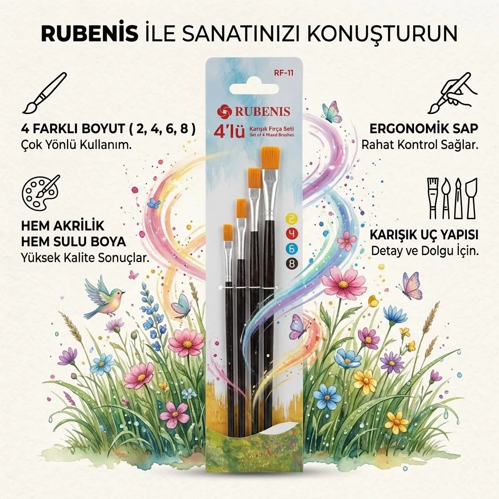 RUBENİS 4LÜ KARIŞIK SET FIRÇA