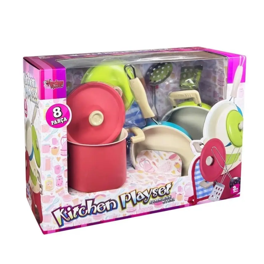 8 PCS PEMBE EMAYE TENCERE