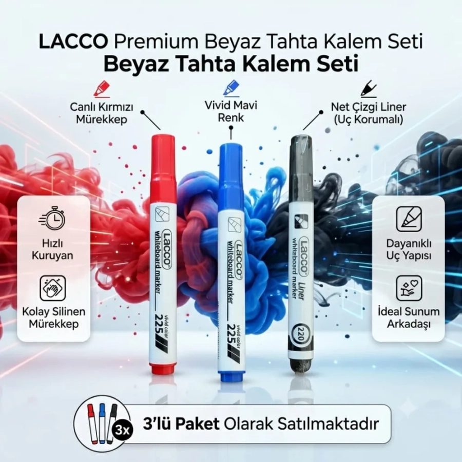 LACCO 3LÜ TAHTA KALEMİ