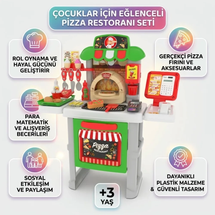 PİZZA RESTORAN KASALI SET 52 PARÇA