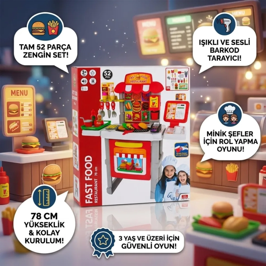 HAMBURGER RESTORAN SETİ 53 PARÇA