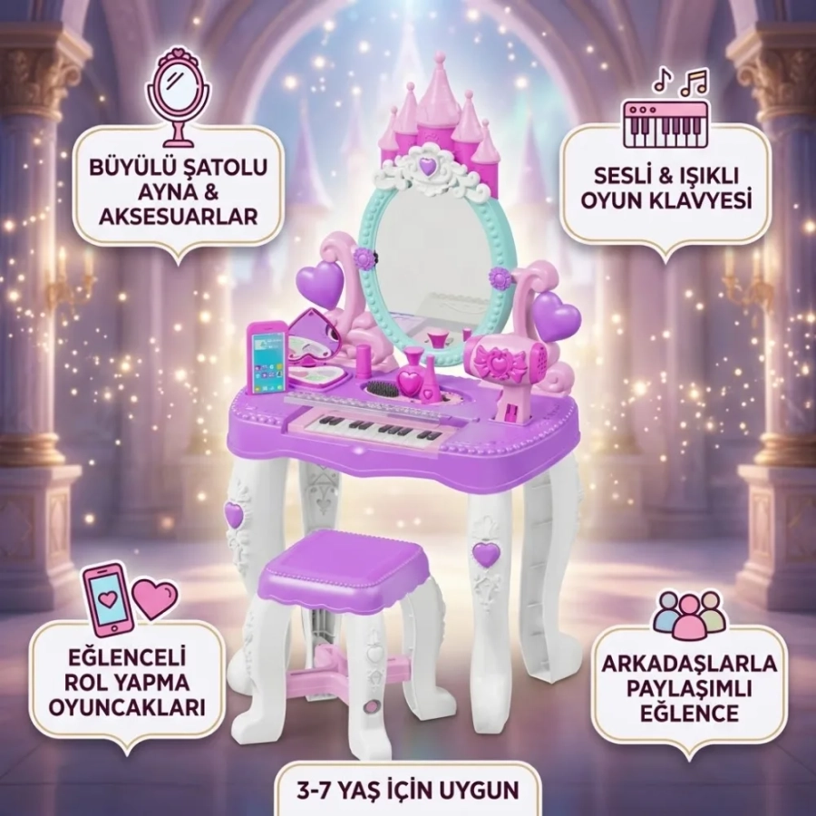 PİYANOLU MAKYAJ MASASI 40 PARÇA