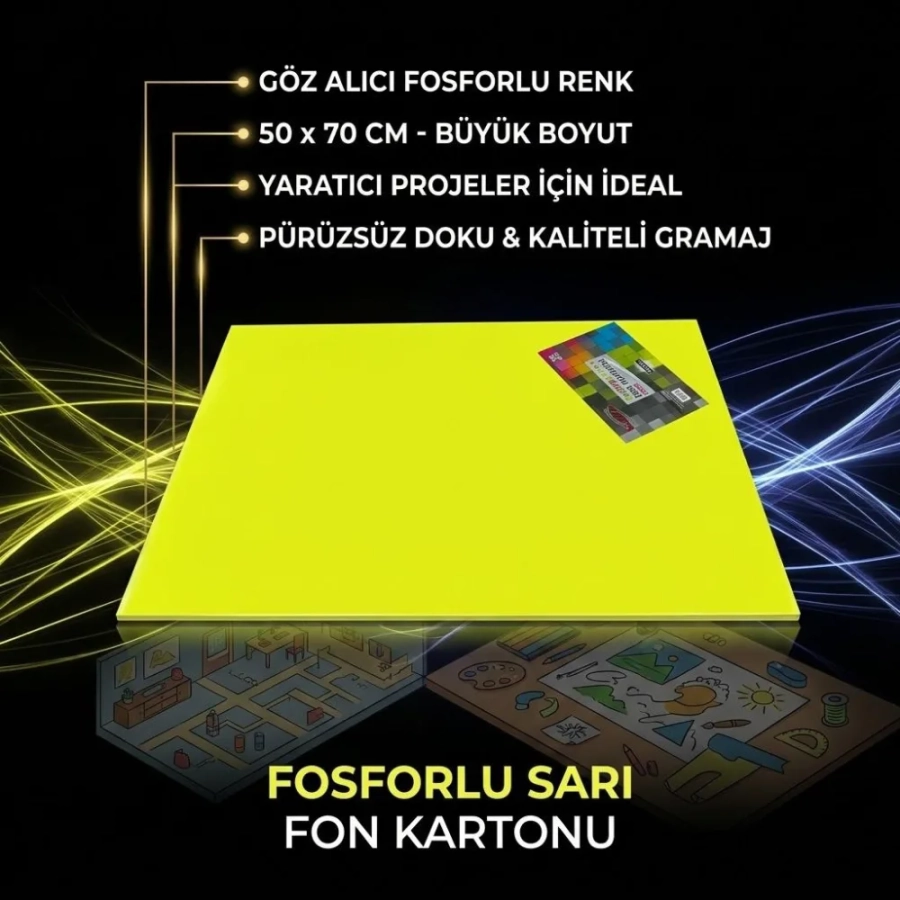 TİCON FOSFORLU FON KART. 50*70 SARI