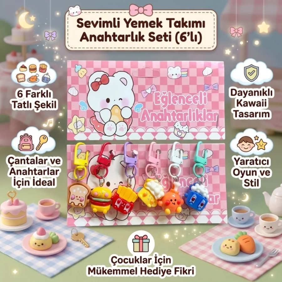 EĞLENCELİ MİNİ ANAHTARLIK 6LI