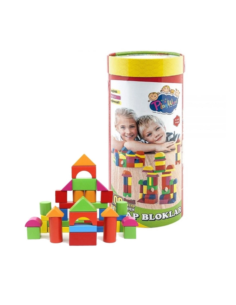 100 PRÇ RENKLİ AHŞAP BLOK