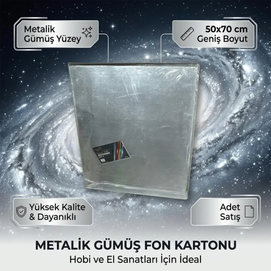 TİCON METALİK FON KART. 50*70 GÜMÜŞ