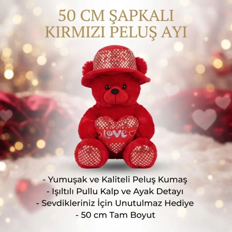 PELUŞ AYICIK ŞAPKALI 50 CM