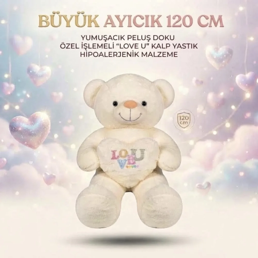 PELUŞ KALPLİ AYICIK BÜYÜK 120 CM