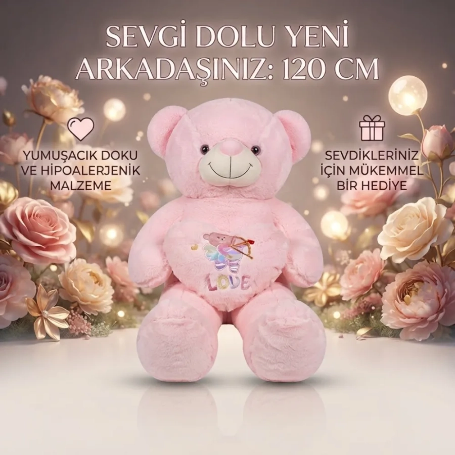 BÜYÜK PELUŞ AYICIK KALPLİ 120 CM