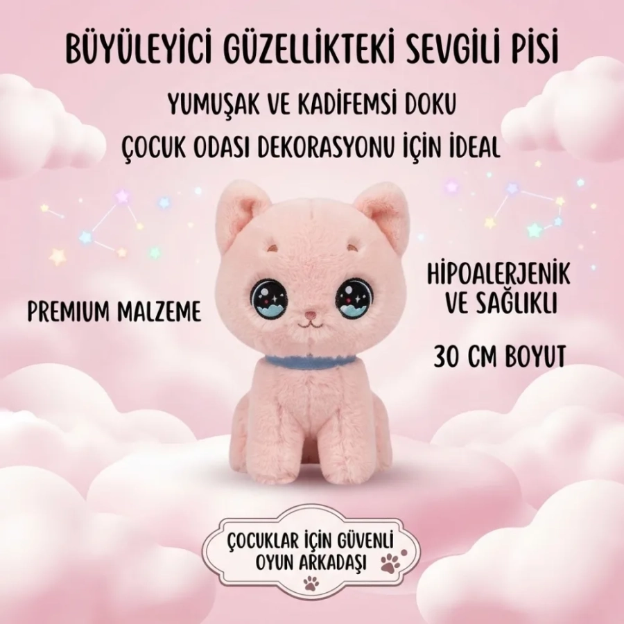 PELUŞ SEVİMLİ KEDİ 30 CM