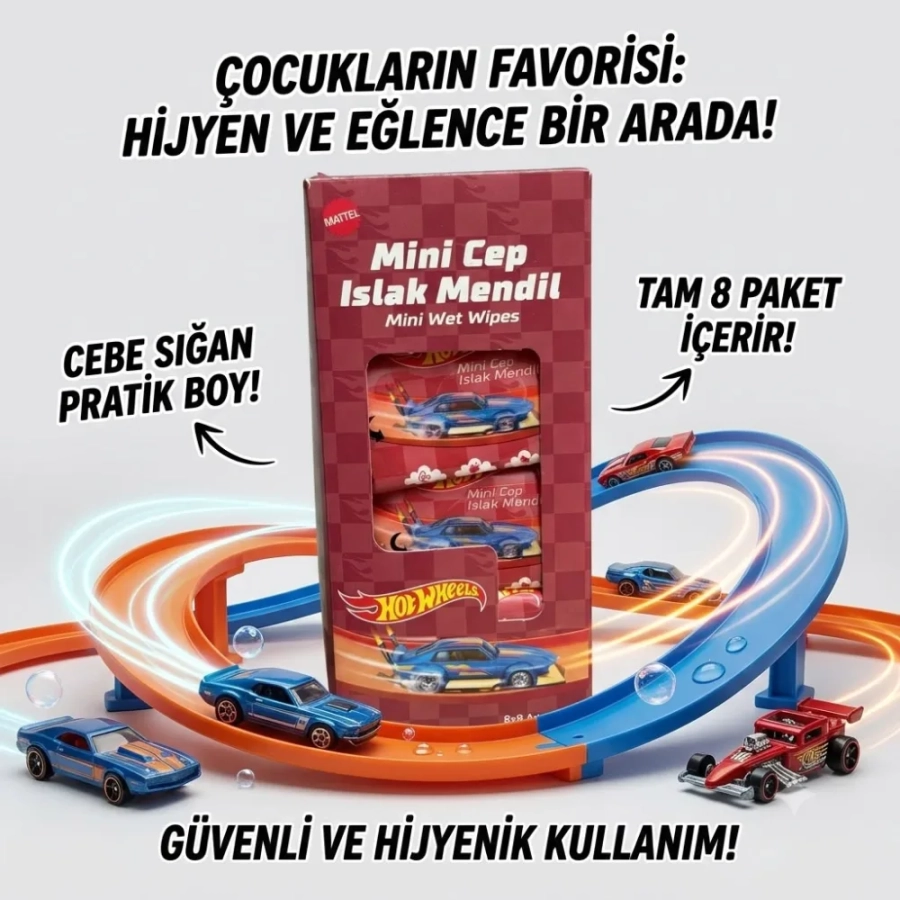 HOTWEELS MİNİ CEP MENDİLİ 8Lİ