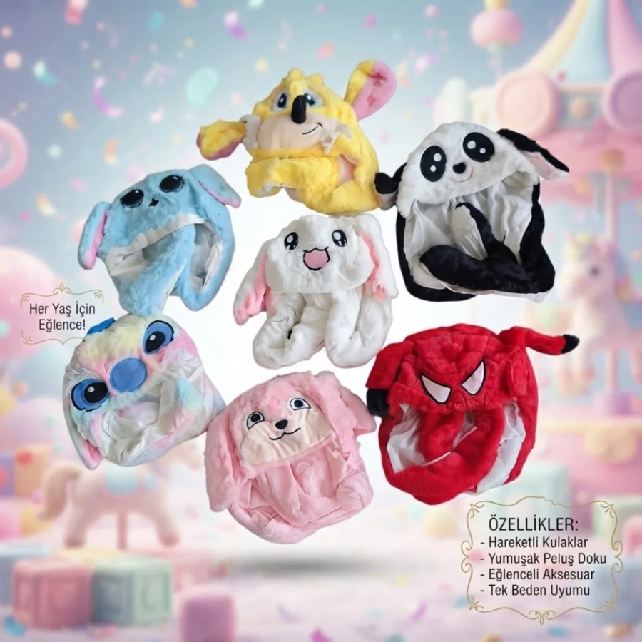 PELUŞ HAREKETLİ OYNAR KULAKLI ŞAPKA