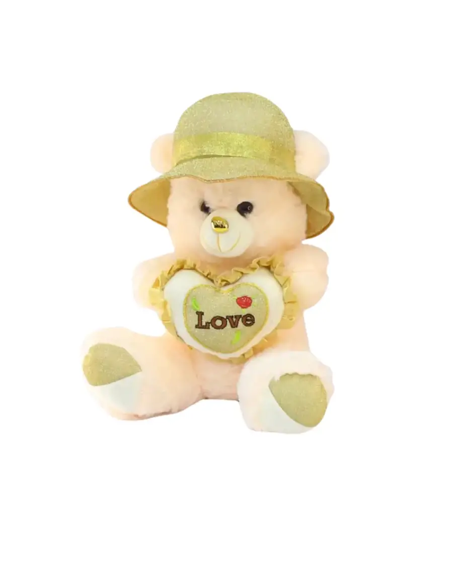 PELUŞ ŞAPKALI KALPLİ AYI