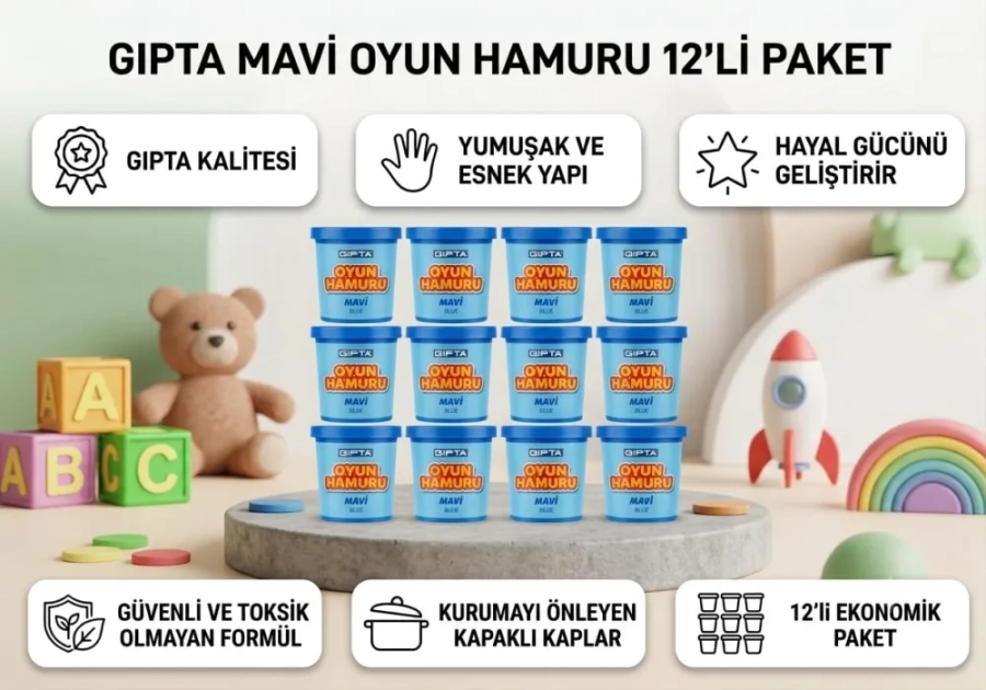 GIPTA 12Lİ MAVİ OYUN HAMURU