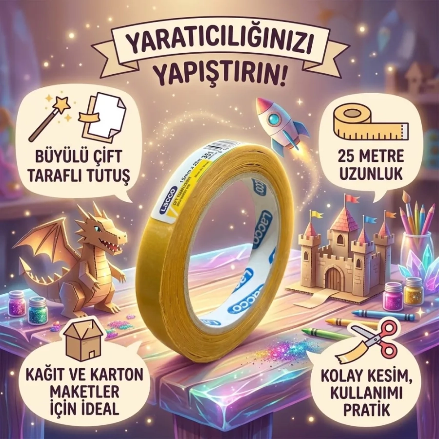 LACCO ÇİFT TARAFLI BANT 15 MM