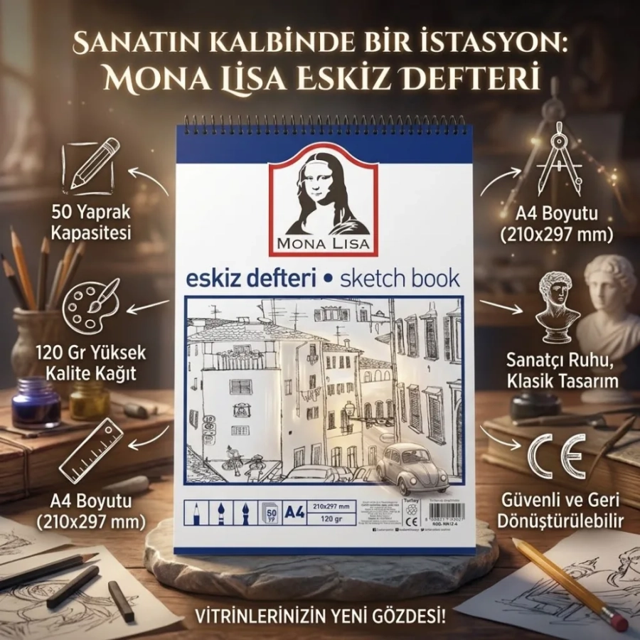 TELLİ ESKİZ DEFTERİ A4 50YP 120G