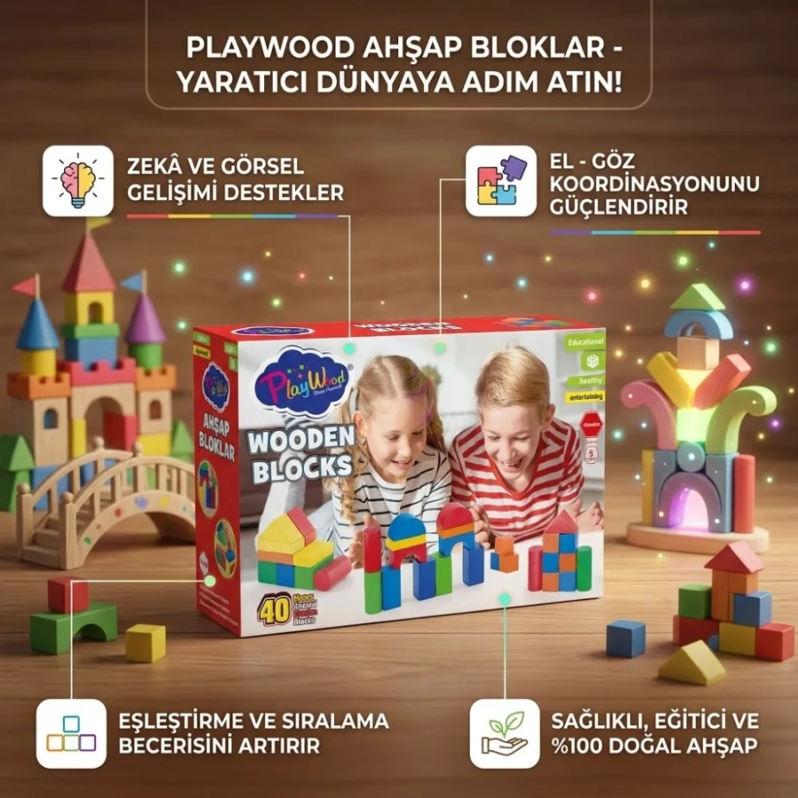40 PCS RENKLİ BLOKLAR
