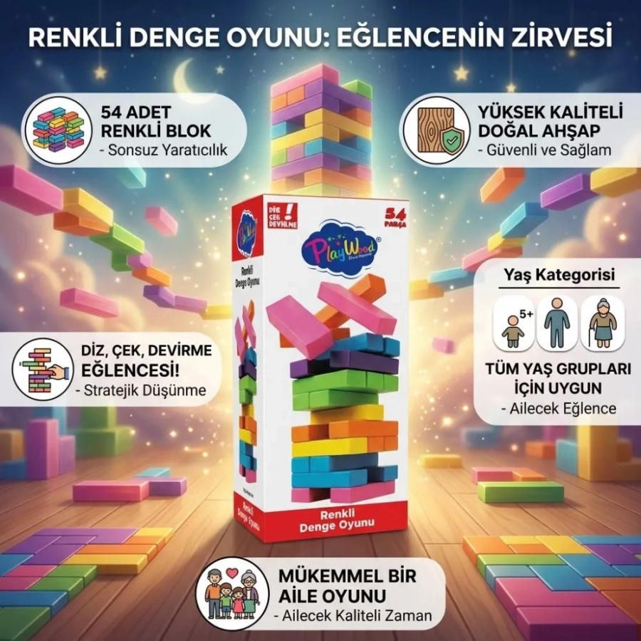 KUTUDA AHŞAP RENKLİ  DENGE OYUNU