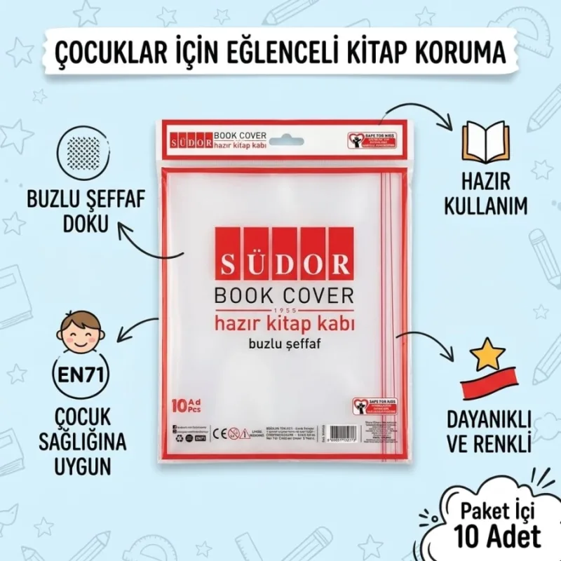 HAZIR KİTAP KABI BUZLU ŞEFFAF 10LU