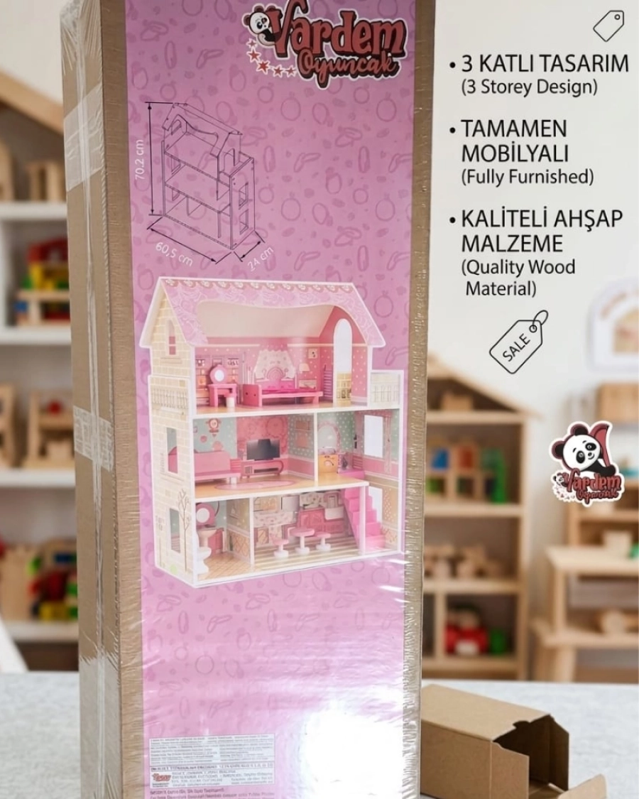 DONANIMLI AHŞAP EV 3 KATLI 10 PARÇA