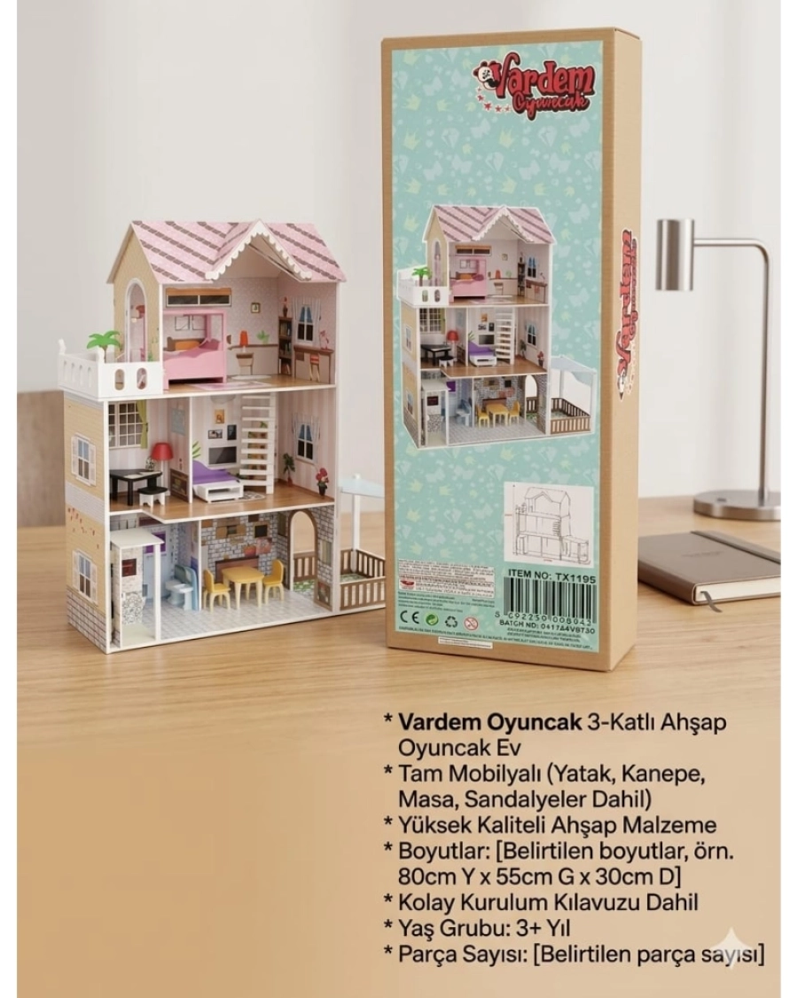 DONANIMLI AHŞAP EV3 KAT 15 PARÇA