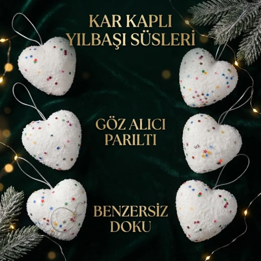 AĞAÇ SÜSÜ SEDEF KALP 6LI