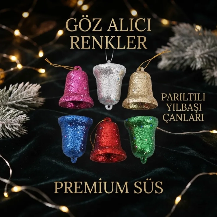 AĞAÇ SÜSÜ RENKLİ ÇAN 6LI
