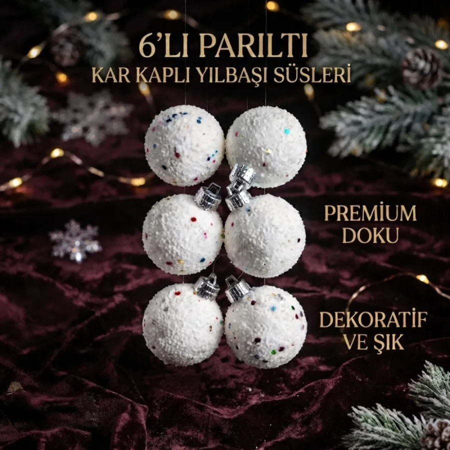 AĞAÇ SÜSÜ 4 CM SEDEF TOP 6LI