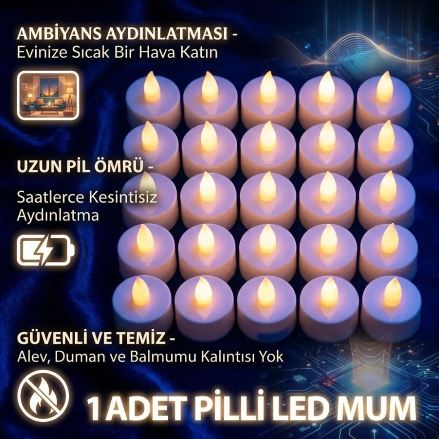 BEYAZ YUVARLAK PİLLİ MUM